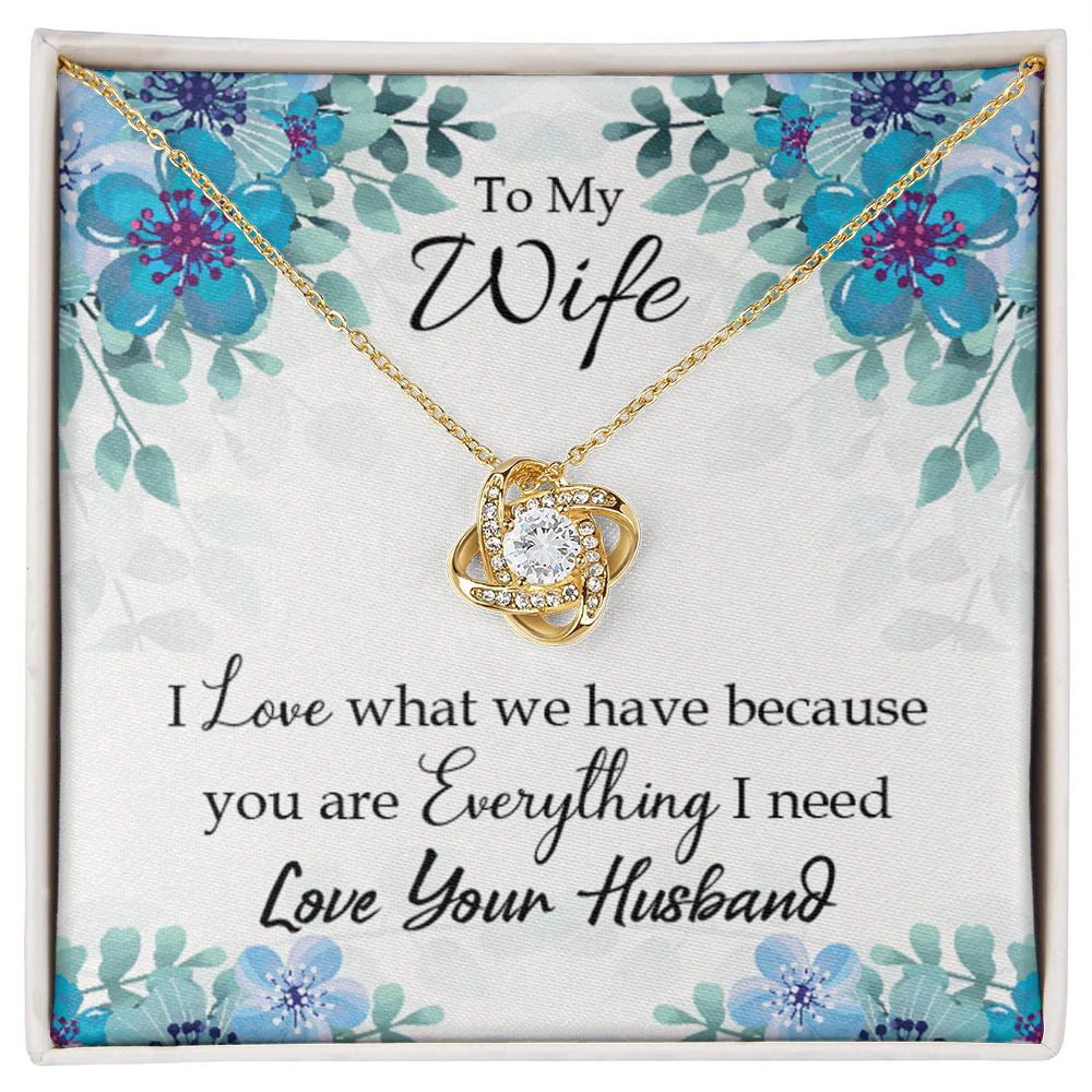 Wife When You Love Infinity Knot CZ Necklace Gold Tone Standard Box